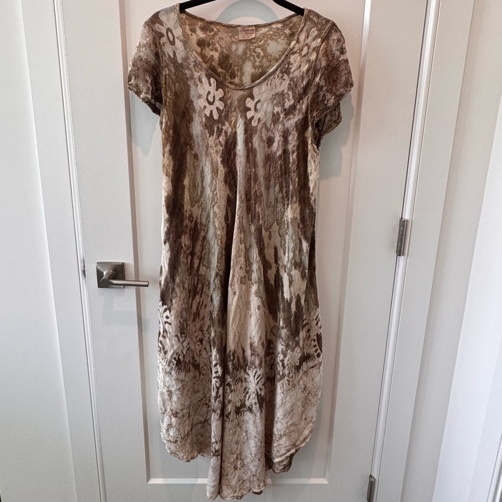 Advance Apparels Brown and Cream Midi Dress‎